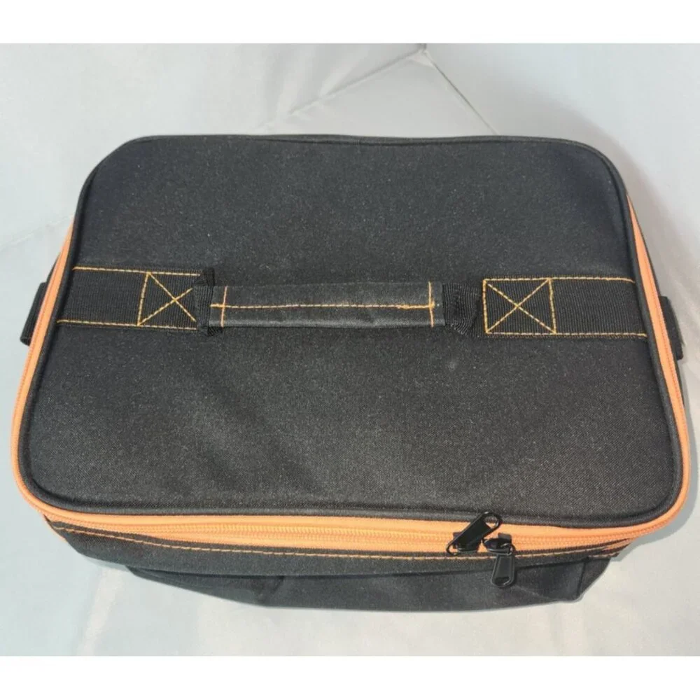 new padded camera equipment bag 12x9x6 black & Orange shoulder strap adjustable